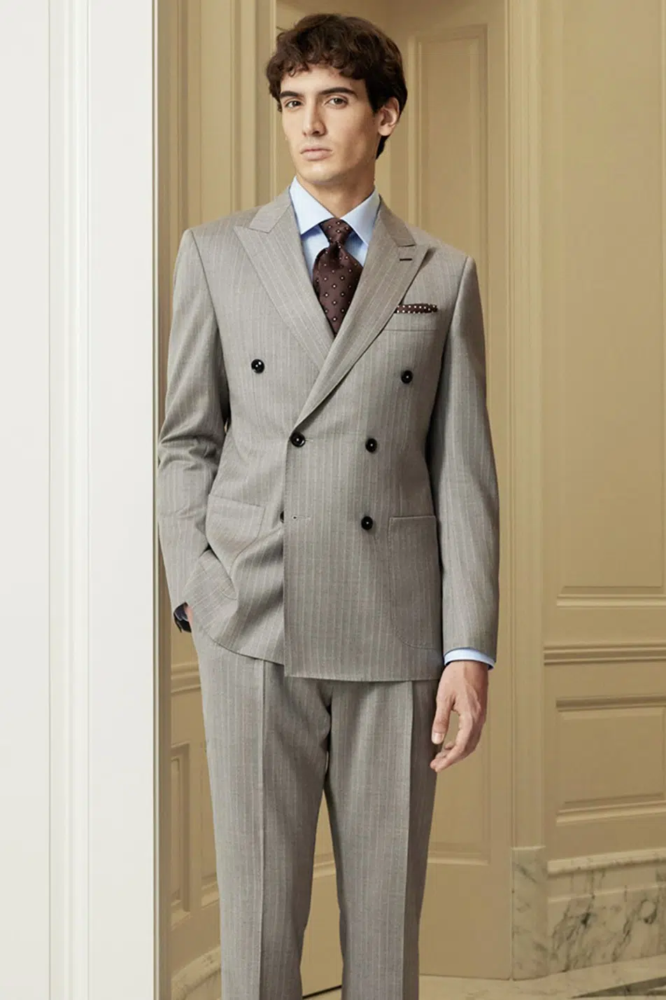Grey Prince of Wales Double Breasted Suit